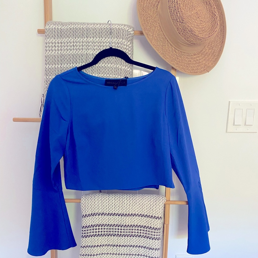 Blue Trumpet Sleeve Kendall & Kylie blouse